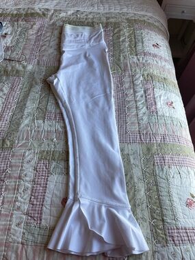 FP White Ruffle Hem Leggings
